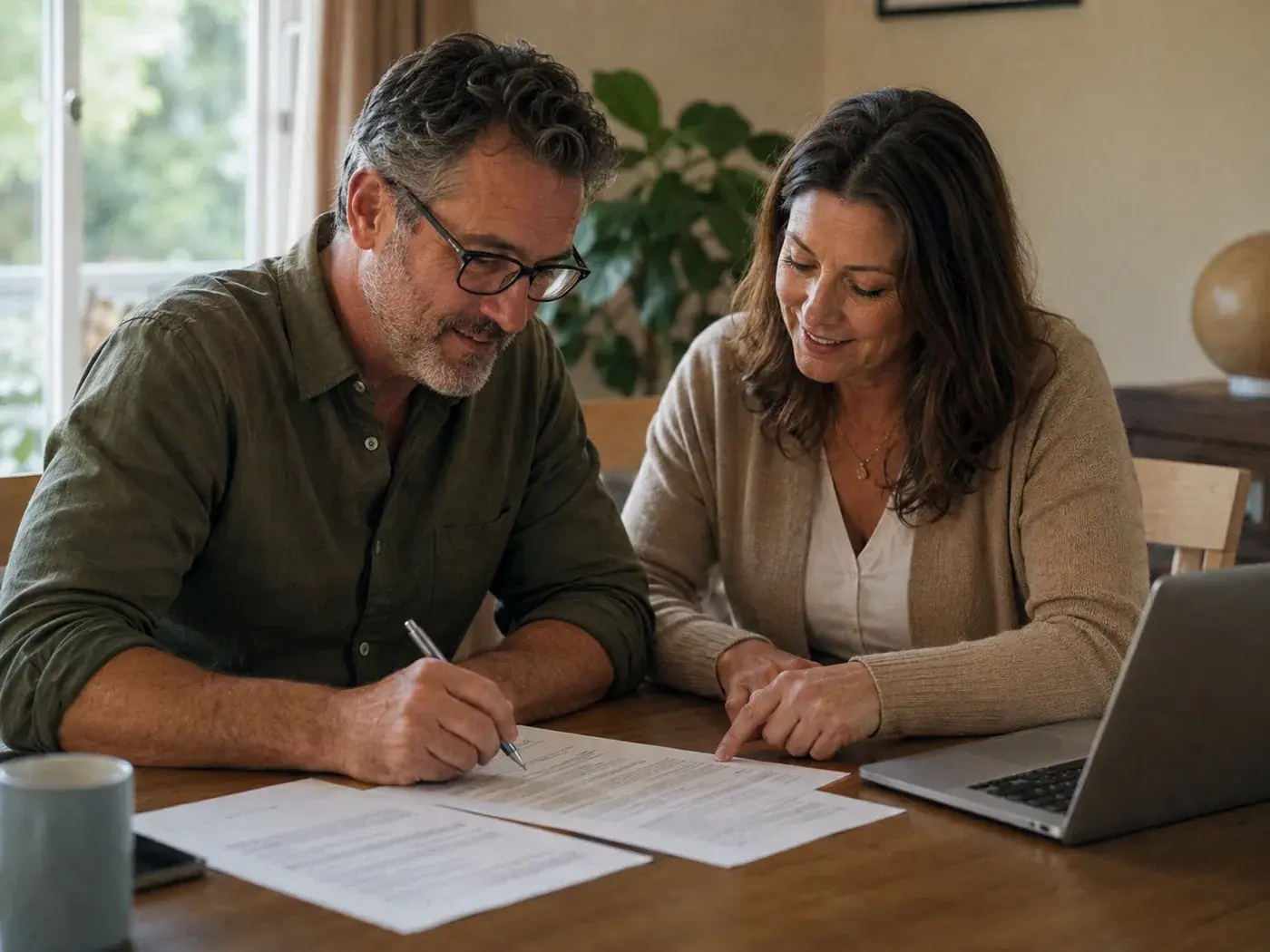 A licensed loan expert walking two clients through their loan documents