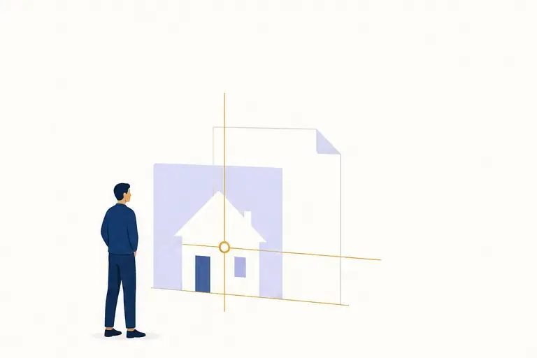 A person studying a home plan drawn to measure