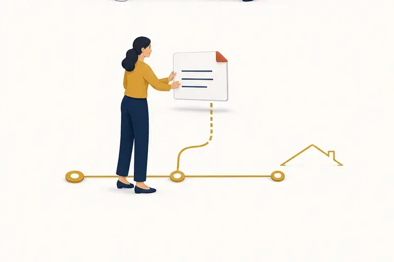 A person placing the first note onto an empty plan
