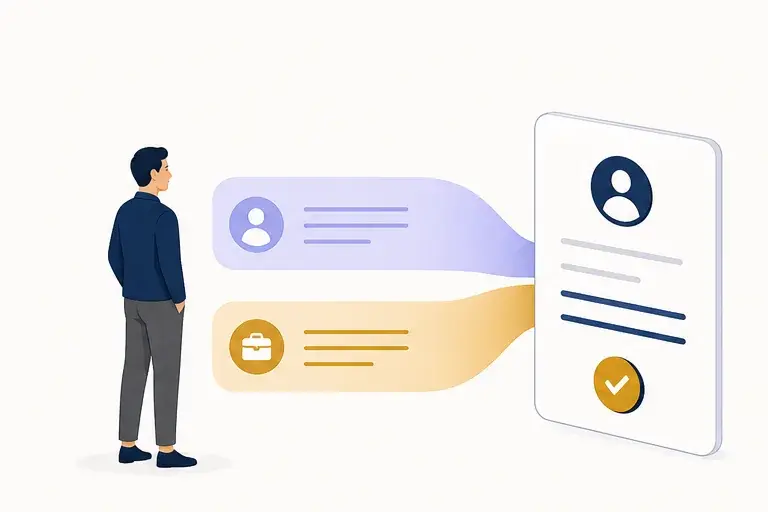 Personal and work details merging into one verified card