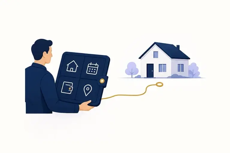 A person holding one organized loan folio that leads to a home