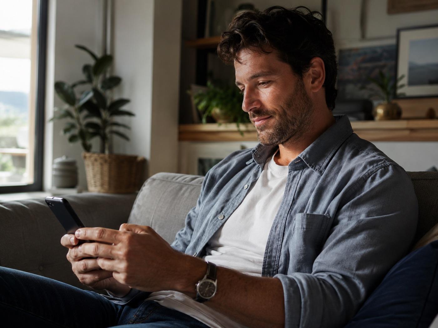 A person reading through mortgage information on a phone at home